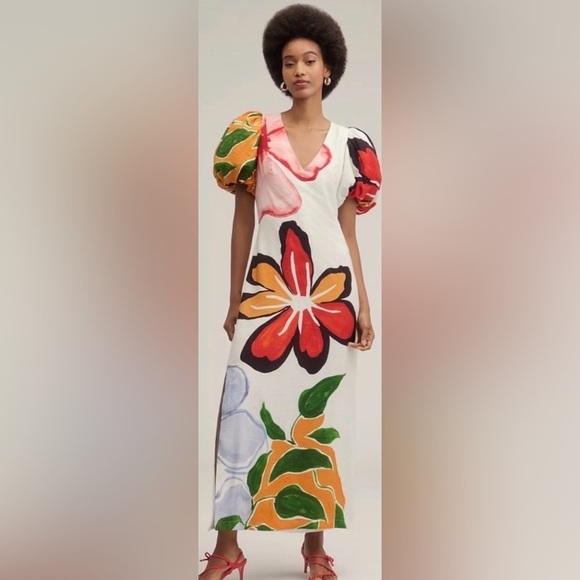 Anthropologie Dresses & Skirts - Anthropologie Puff-sleeve A-line Maxi Dress  | NWT | Sz XS